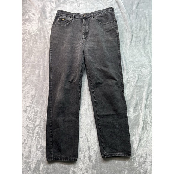 Lee Mens Sz 34x34 Black Jeans Straight Leg Mid Rise Guys Denim Work Casual Pants - Picture 1 of 11